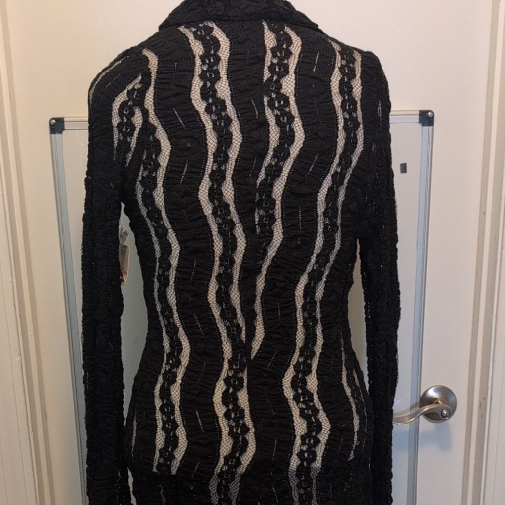 Free People Black Open-Knit Button Cardigan - Picture 6 of 9